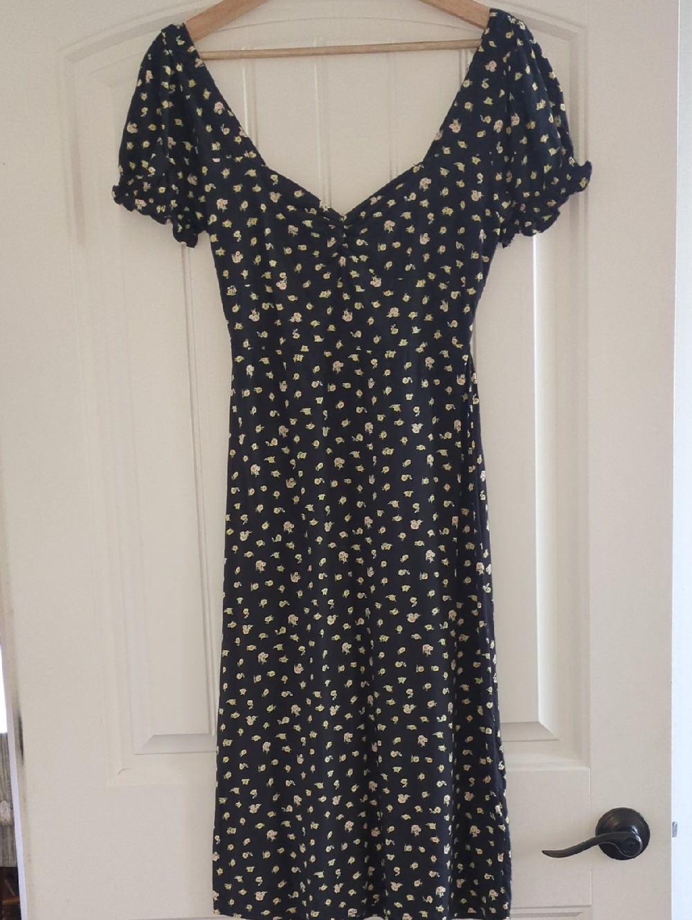 Billabong Black Midi Dress with Yellow Floral Print
